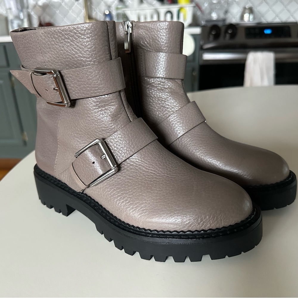 Nordstrom Macomb Water-resistant Moto Boot Taupe/ Grey Size 5